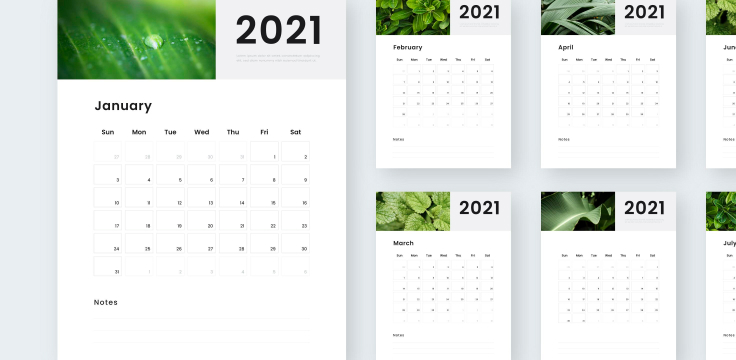 A4 Flat Wall Calendars