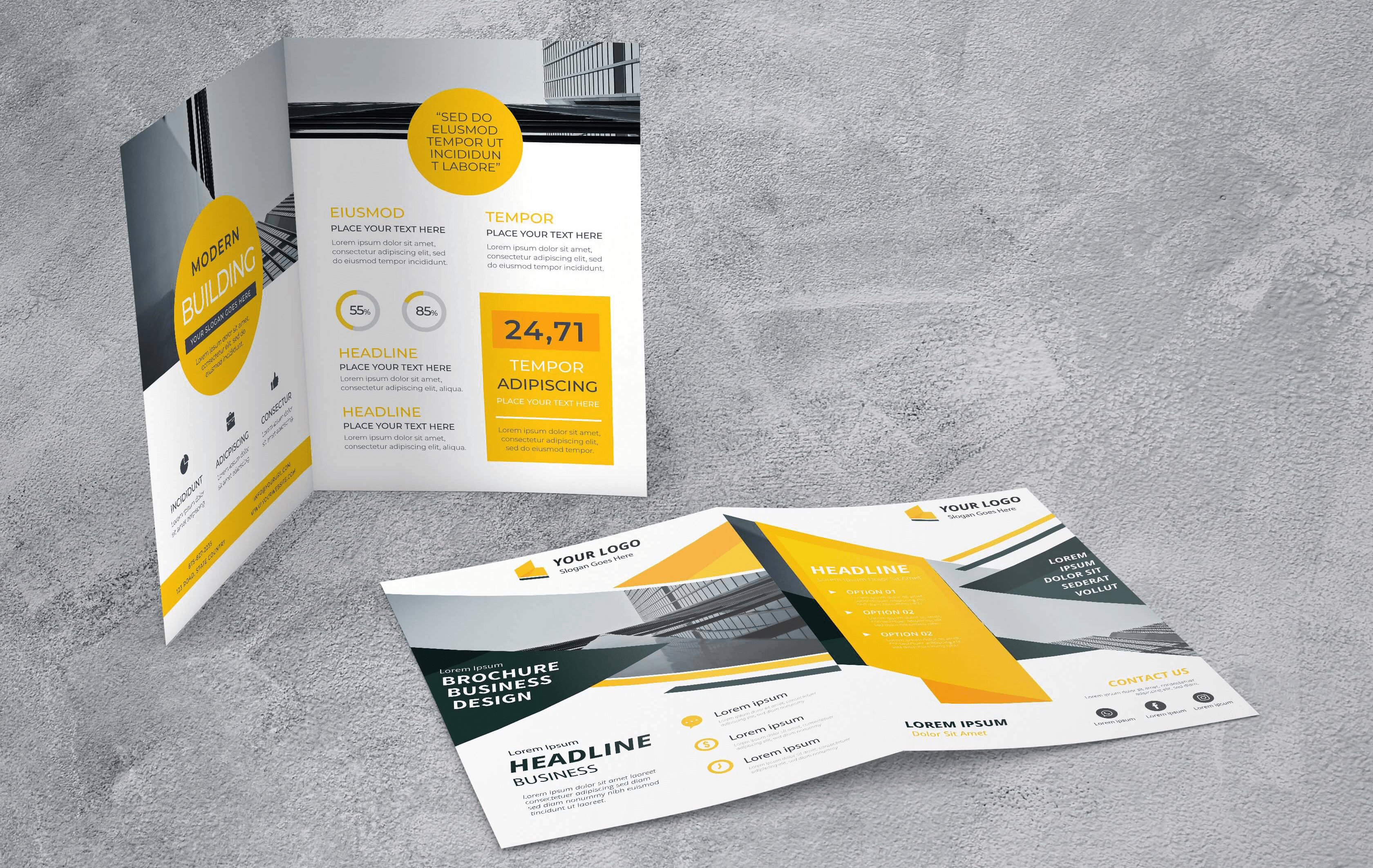 A mock up of two brochures